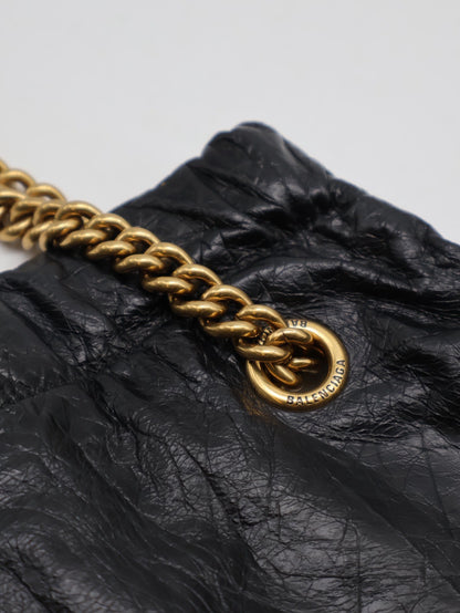 Balenciaga Crush復古小牛皮托特包 - 小號黑金