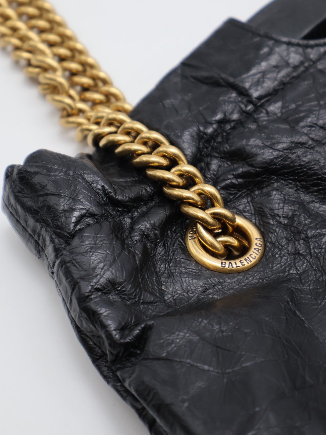 Balenciaga Crush復古小牛皮托特包 - 小號黑金