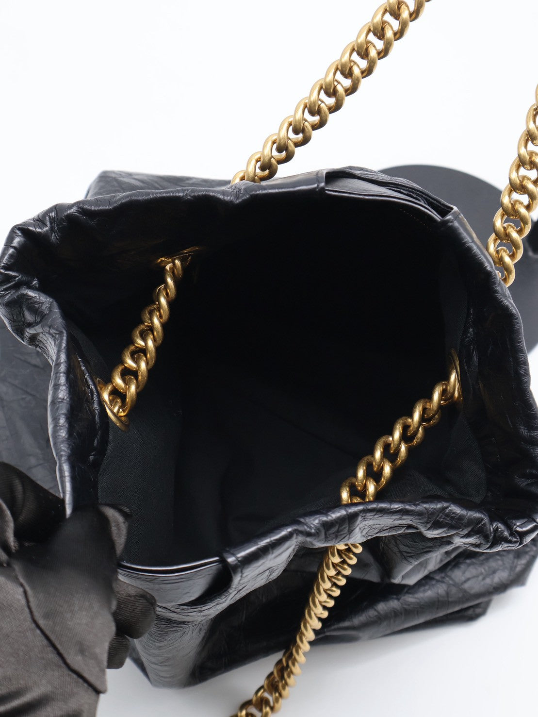 Balenciaga Crush復古小牛皮托特包 - 小號黑金