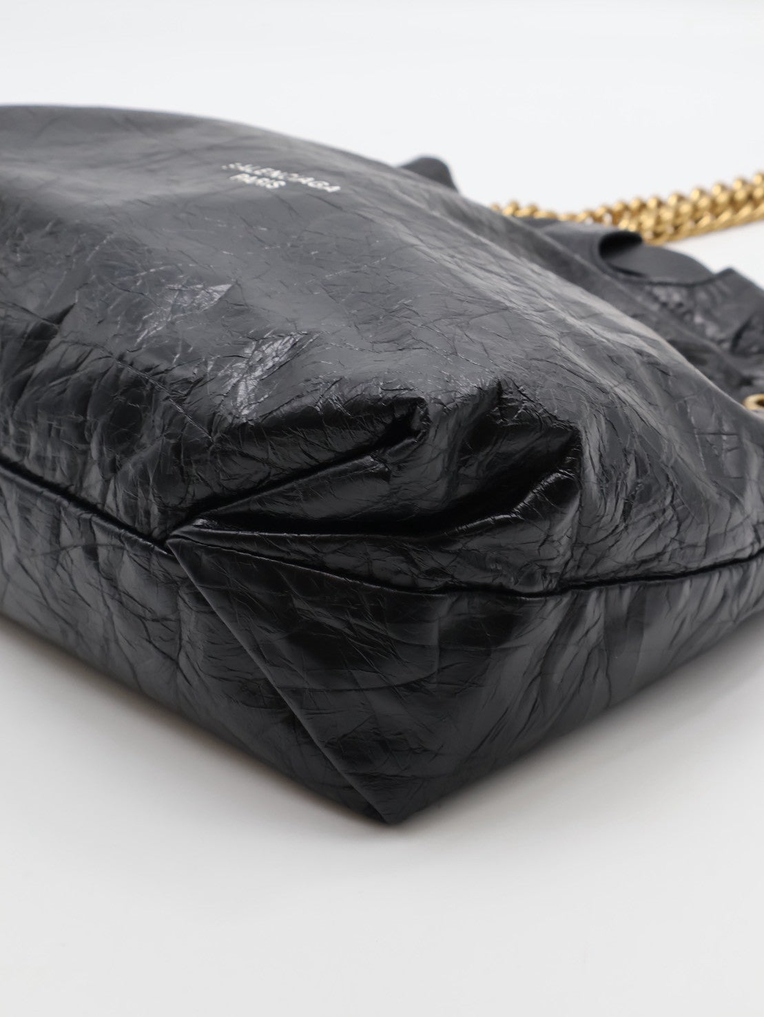 Balenciaga Crush復古小牛皮托特包 - 小號黑金