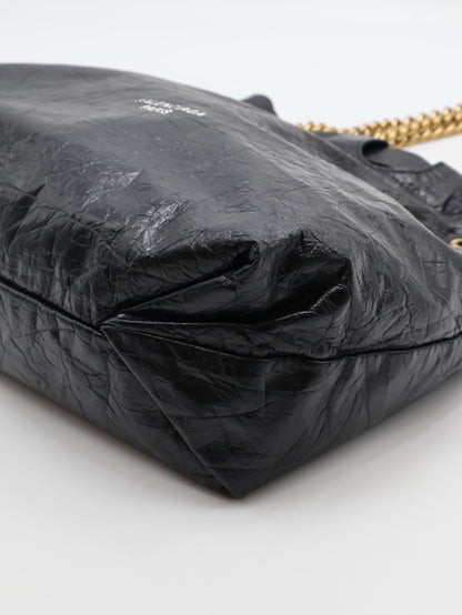 Balenciaga Crush復古小牛皮托特包 - 小號黑金