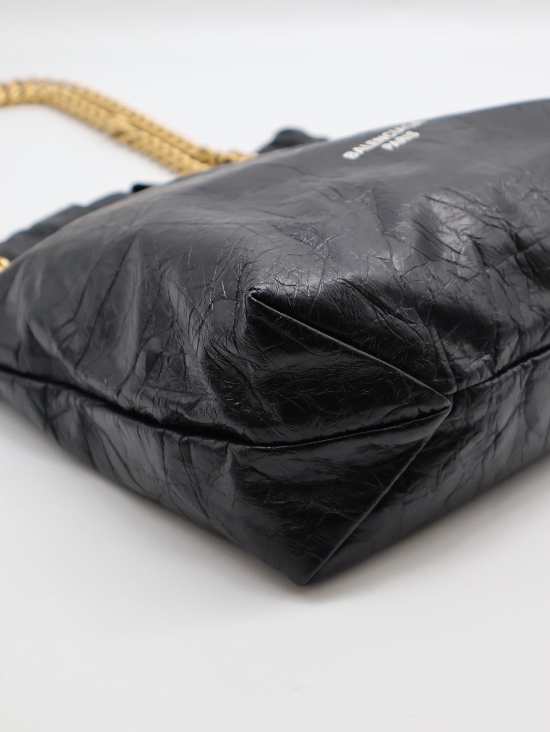 Balenciaga Crush復古小牛皮托特包 - 小號黑金