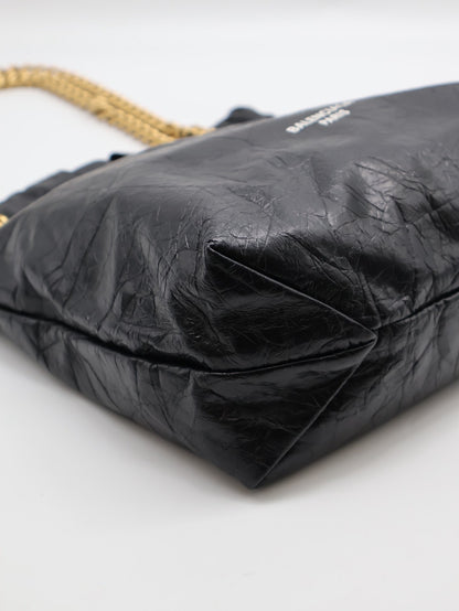 Balenciaga Crush復古小牛皮托特包 - 小號黑金