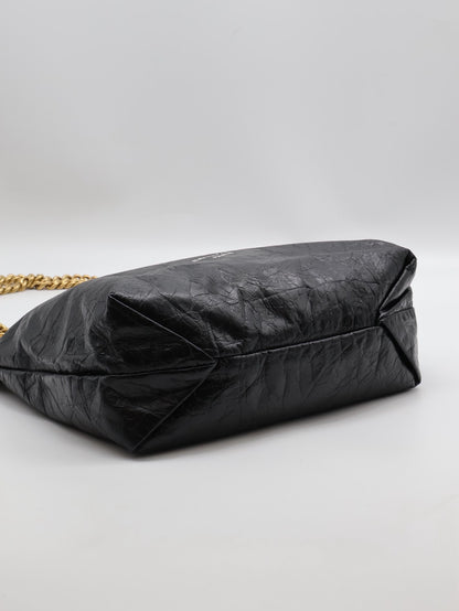 Balenciaga Crush復古小牛皮托特包 - 小號黑金