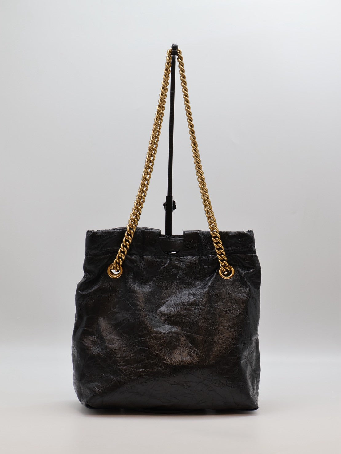 Balenciaga Crush復古小牛皮托特包 - 小號黑金
