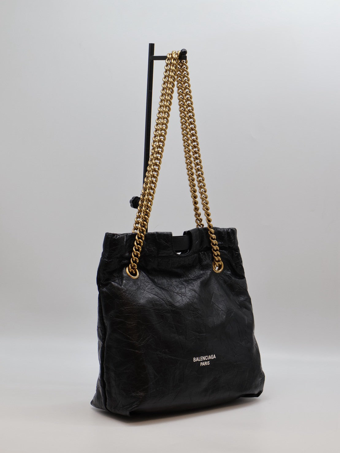Balenciaga Crush復古小牛皮托特包 - 小號黑金