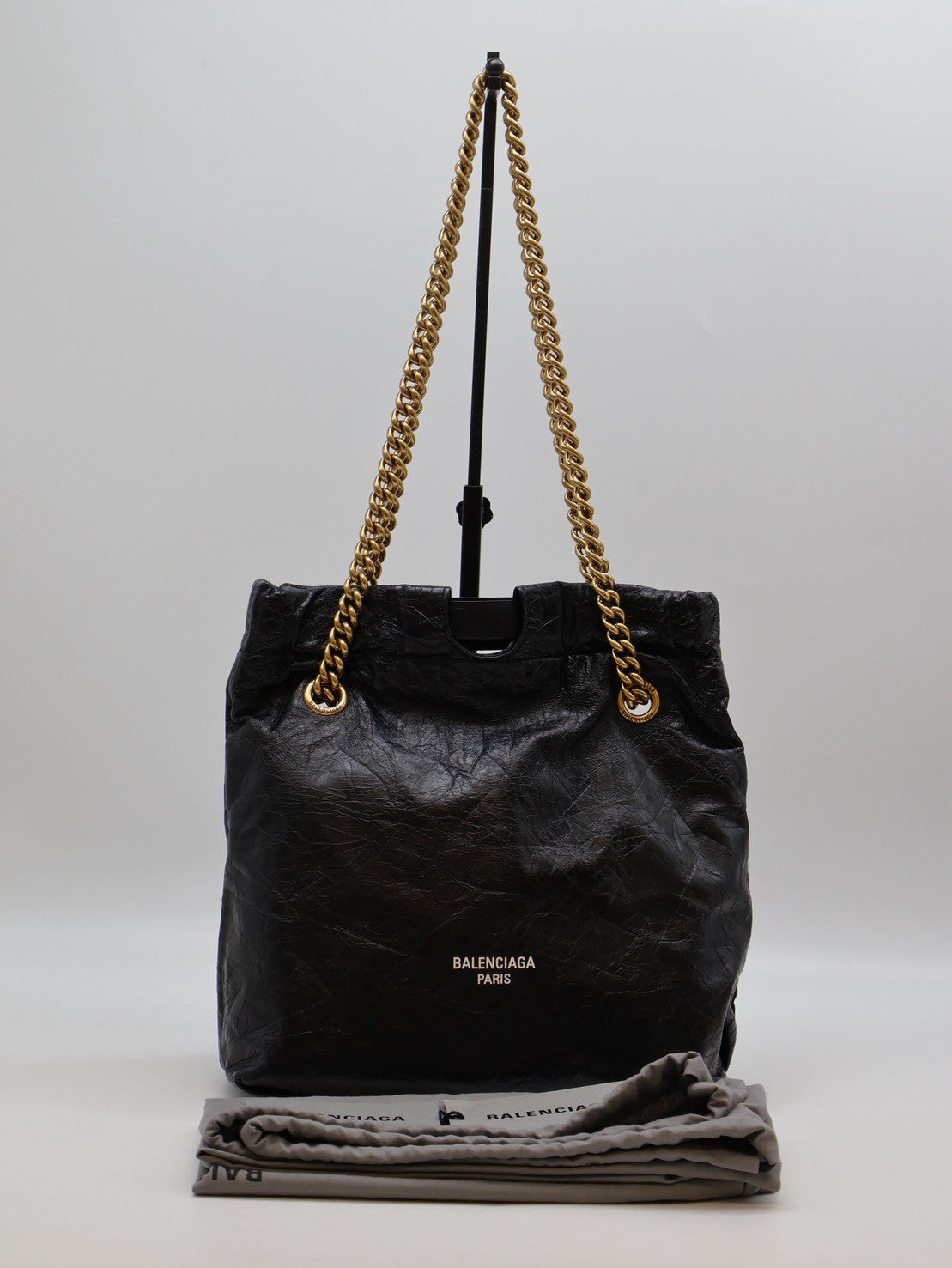 Balenciaga Crush復古小牛皮托特包 - 小號黑金