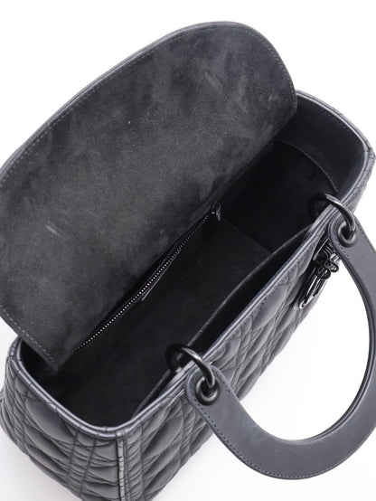 DIOR Lady dior 藤格紋戴妃包 - 中號So black