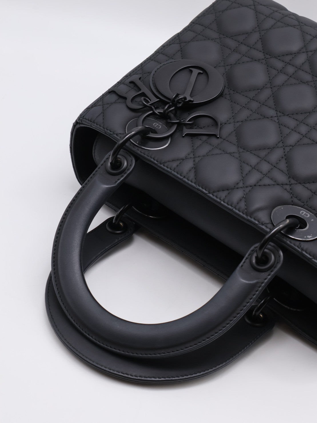 DIOR Lady dior 藤格紋戴妃包 - 中號So black