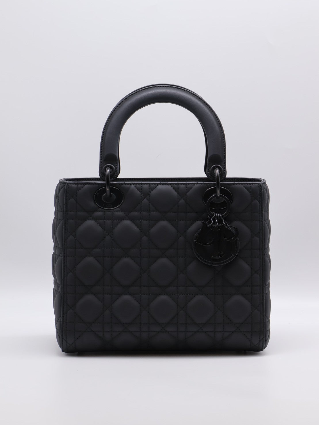 DIOR Lady dior 藤格紋戴妃包 - 中號So black