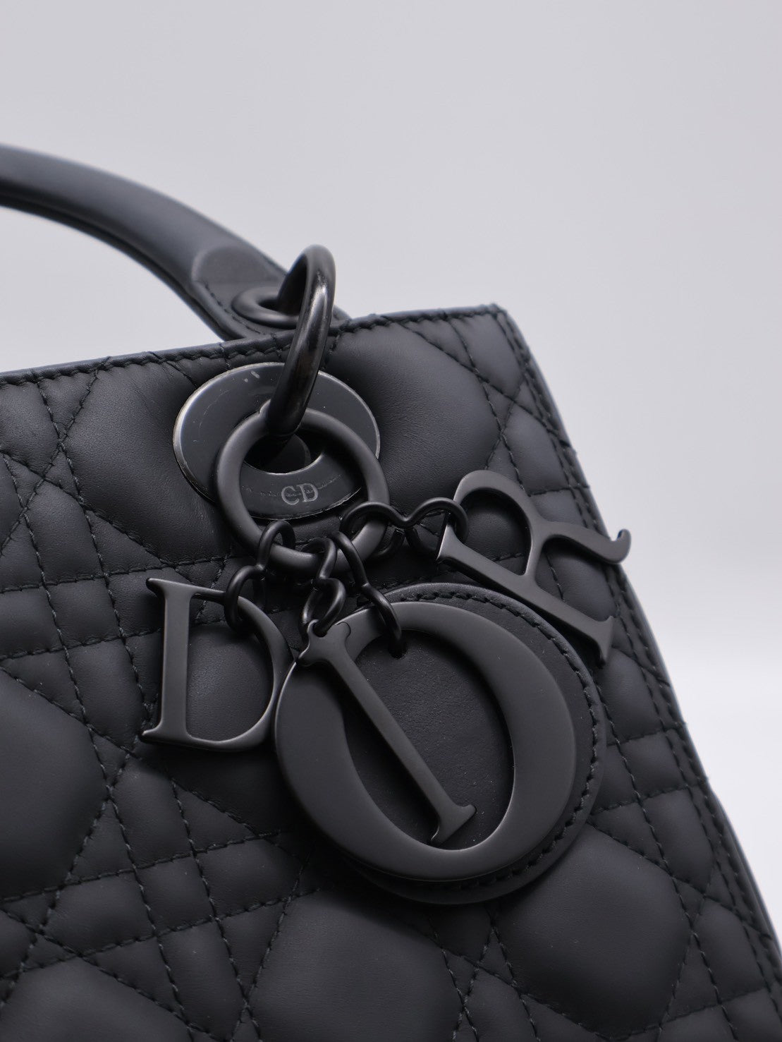 DIOR Lady dior 藤格紋戴妃包 - 中號So black