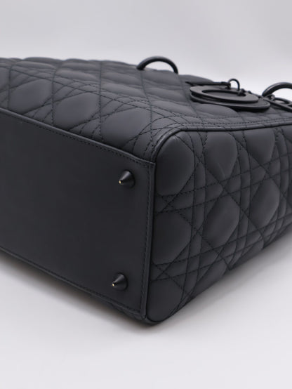 DIOR Lady dior 藤格紋戴妃包 - 中號So black