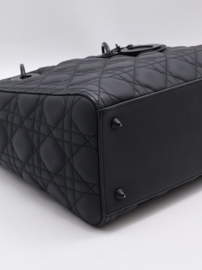 DIOR Lady dior 藤格紋戴妃包 - 中號So black