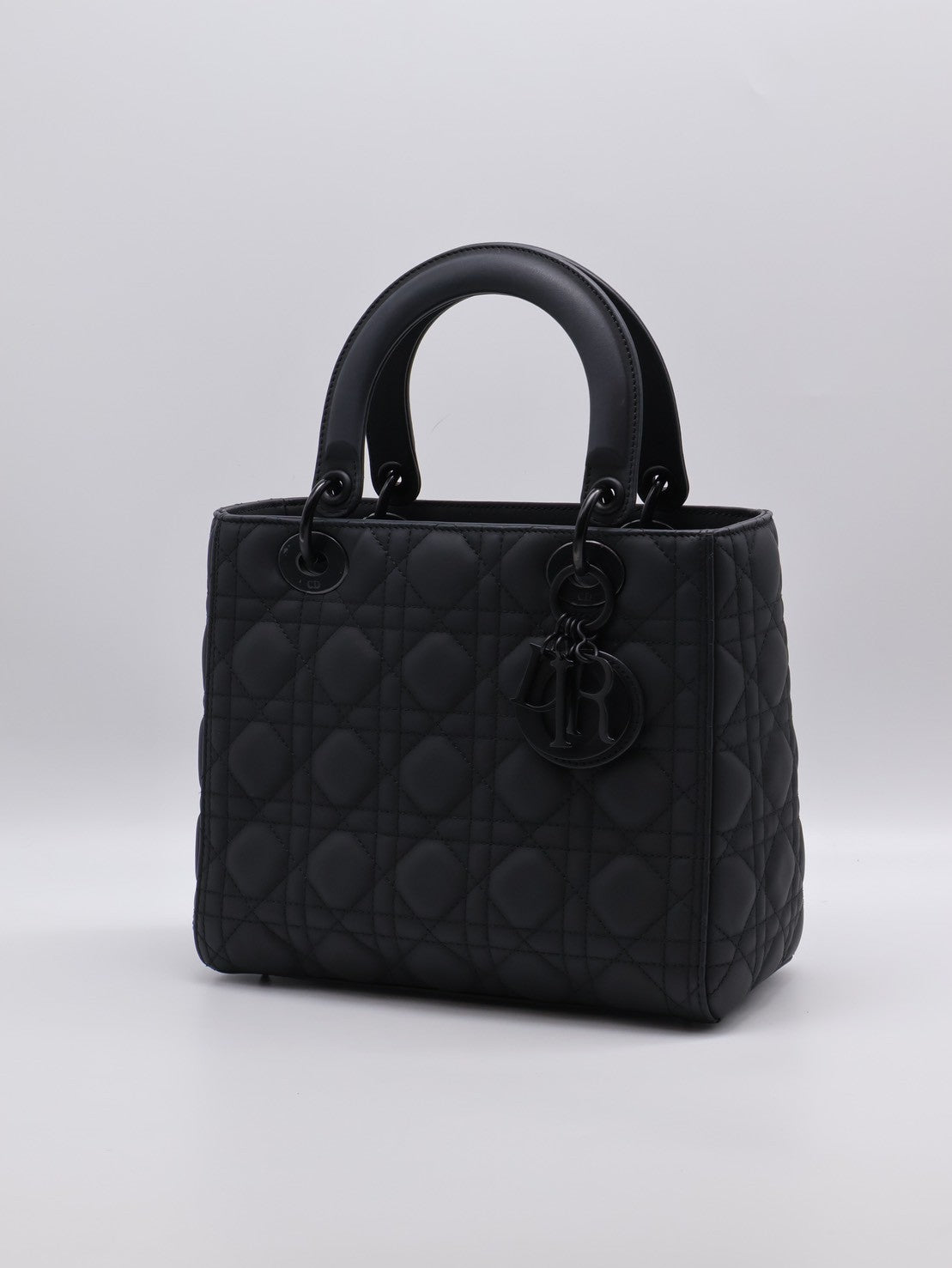 DIOR Lady dior 藤格紋戴妃包 - 中號So black