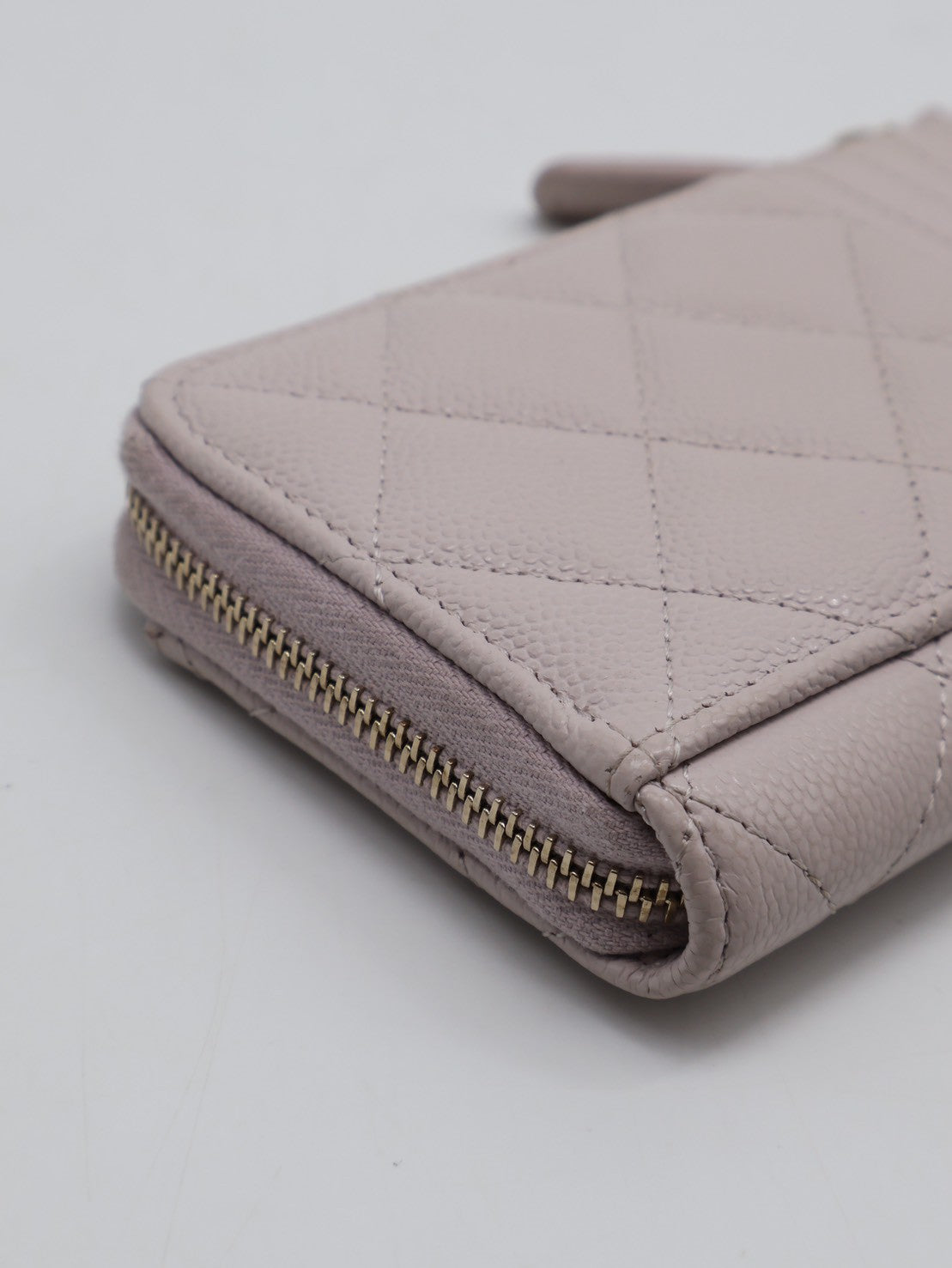 CHANEL L型拉鍊零錢卡片包 - 粉金