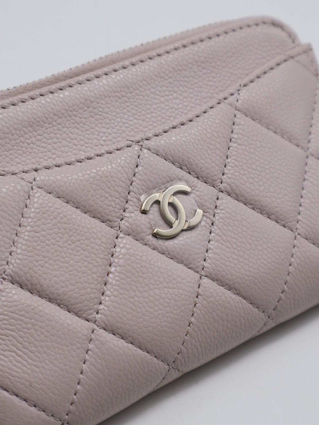 CHANEL L型拉鍊零錢卡片包 - 粉金