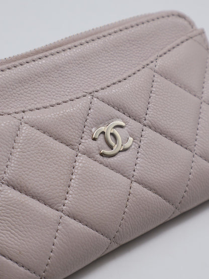 CHANEL L型拉鍊零錢卡片包 - 粉金