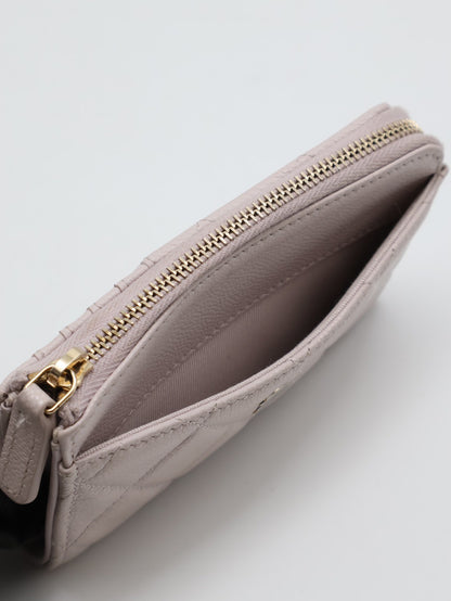 CHANEL L型拉鍊零錢卡片包 - 粉金