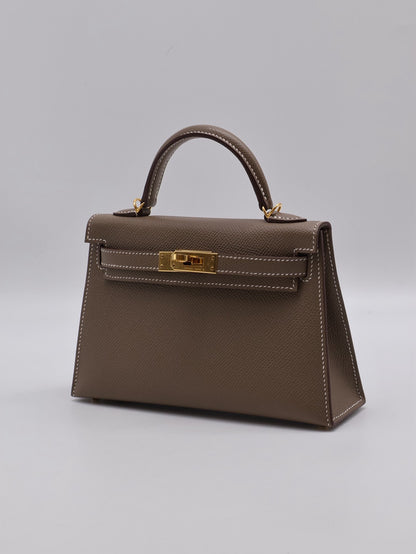 HERMRS Mini Kelly ll - Etoupe 18 大象灰金 U