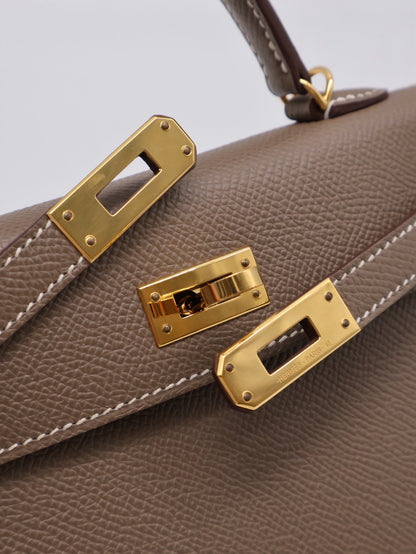 HERMRS Mini Kelly ll - Etoupe 18 大象灰金 U