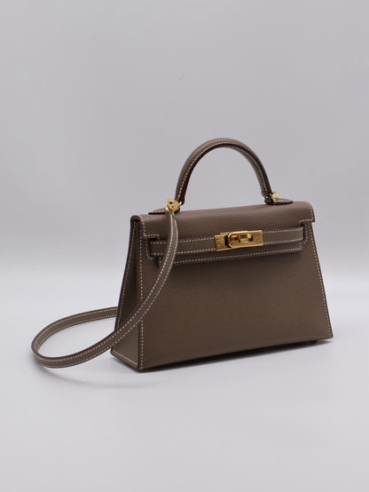 HERMRS Mini Kelly ll - Etoupe 18 大象灰金 U