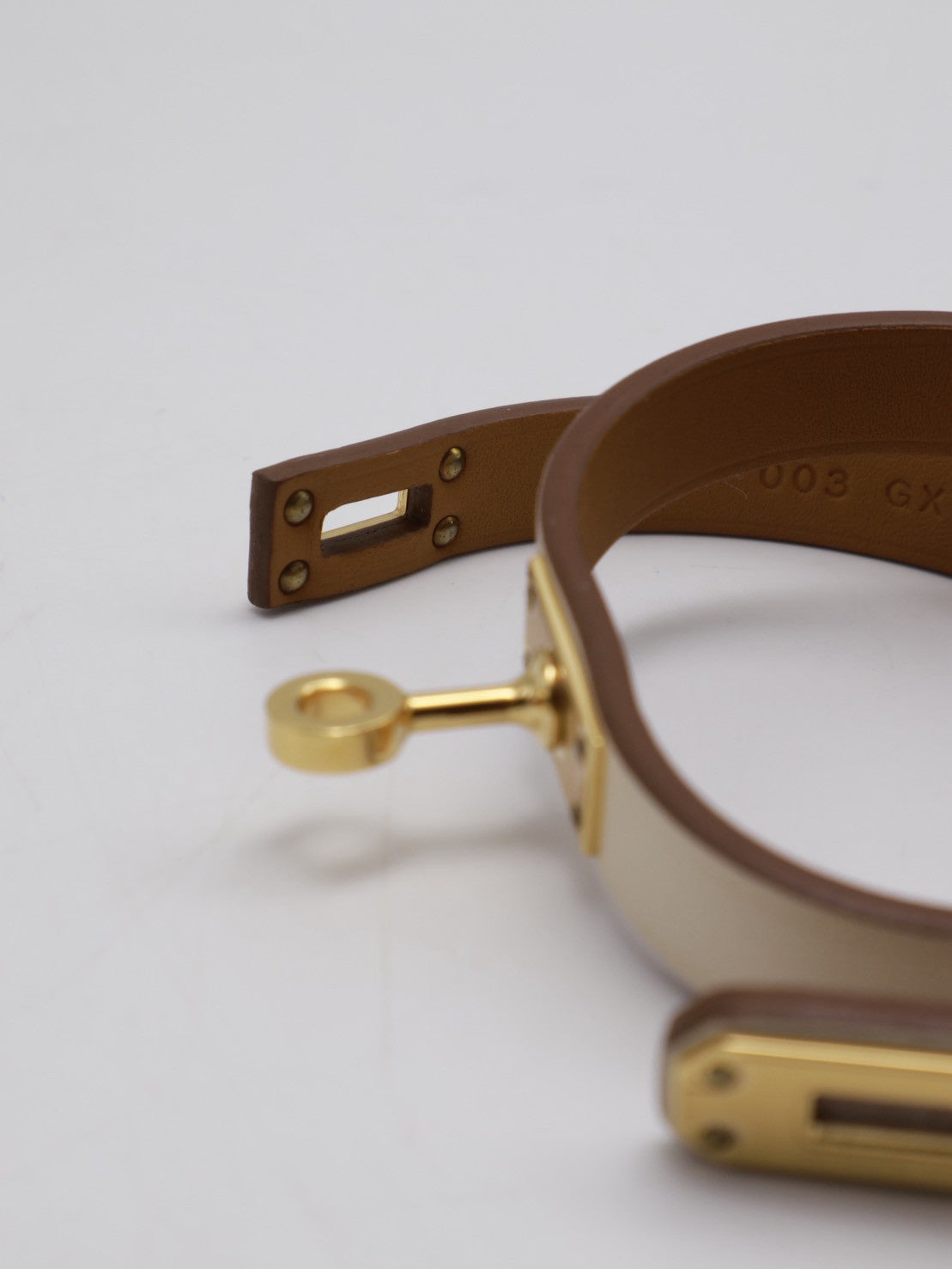 HERMES Mini kelly雙圈手環 - T2奶油白金 B