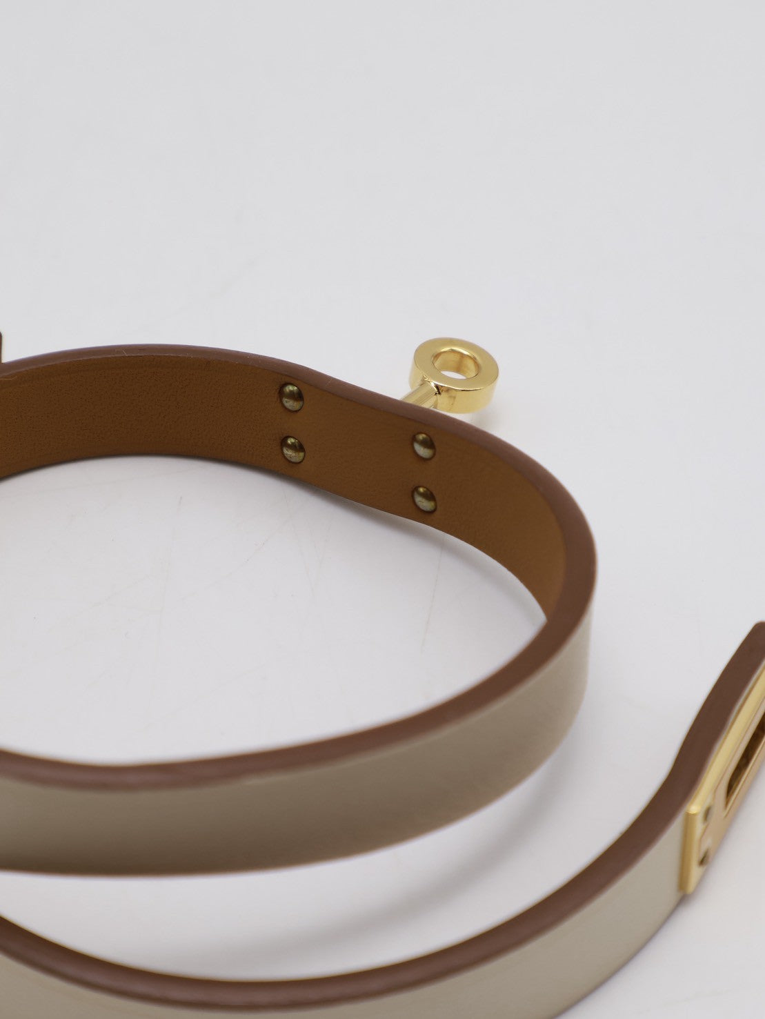 HERMES Mini kelly雙圈手環 - T2奶油白金 B