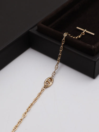 HERMES Farandole TPM 18K玫瑰金豬鼻子OT釦手鍊 - S
