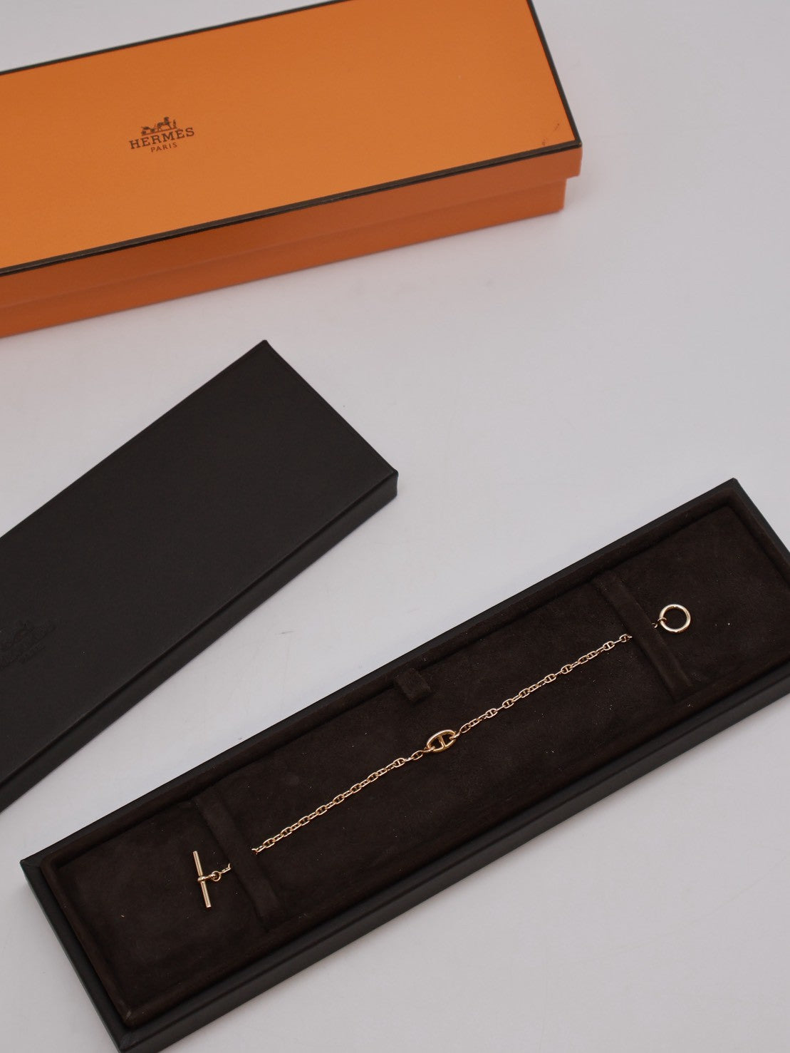 HERMES Farandole TPM 18K玫瑰金豬鼻子OT釦手鍊 - S