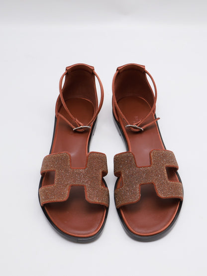 HERMES Santorini涼鞋 - 磚紅 37