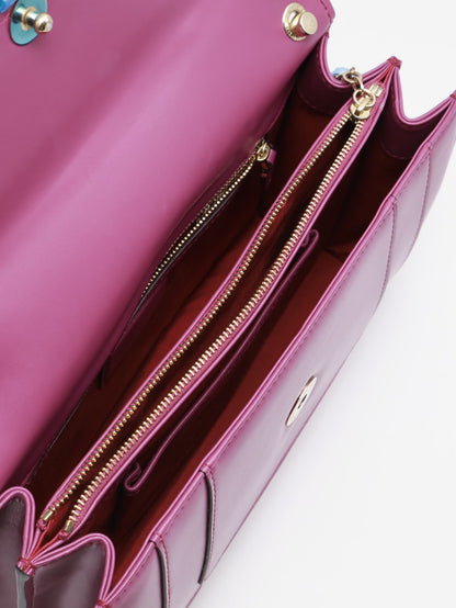 BVLGARI Serpenti forever蛇頭肩背包 - 紫紅