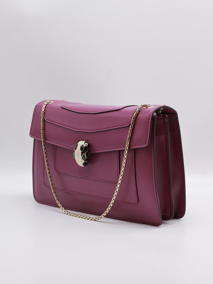 BVLGARI Serpenti forever蛇頭肩背包 - 紫紅