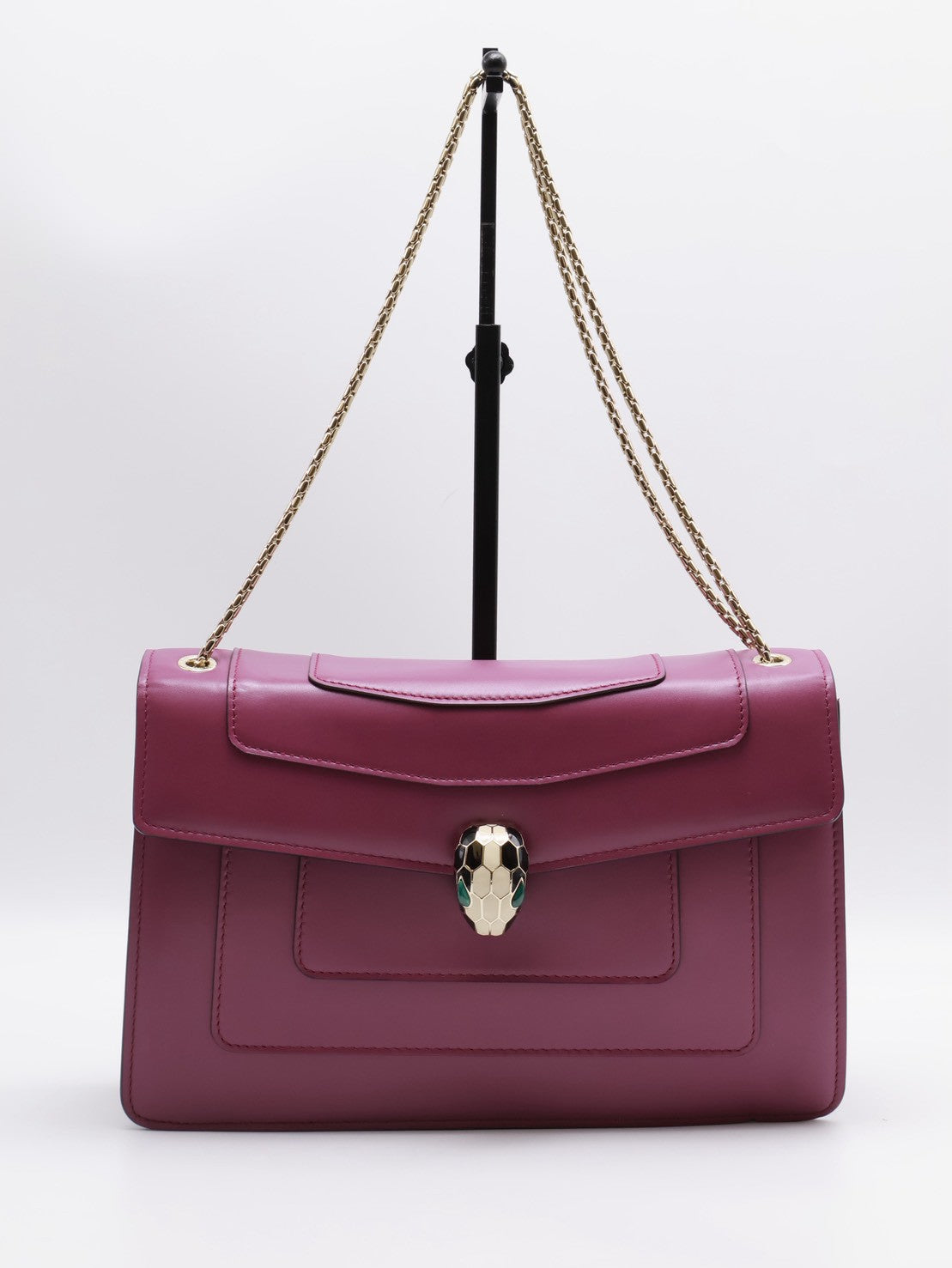 BVLGARI Serpenti forever蛇頭肩背包 - 紫紅