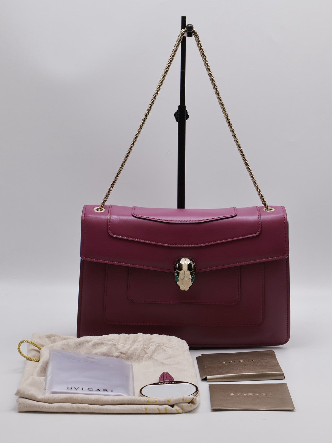 BVLGARI Serpenti forever蛇頭肩背包 - 紫紅