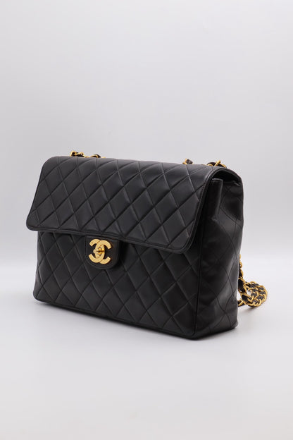 CHANEL 復古口蓋單肩包 - 黑金3開