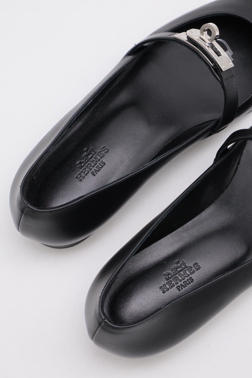 HERMES Kelly尖頭芭蕾舞鞋 - 黑銀 38
