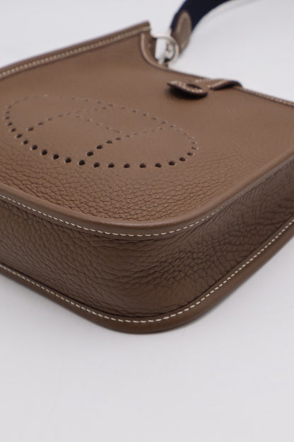 HERMES Mini Evelyne - Etoupe 18 大象灰銀配深藍背帶 U