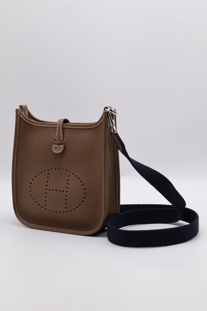 HERMES Mini Evelyne - Etoupe 18 大象灰銀配深藍背帶 U