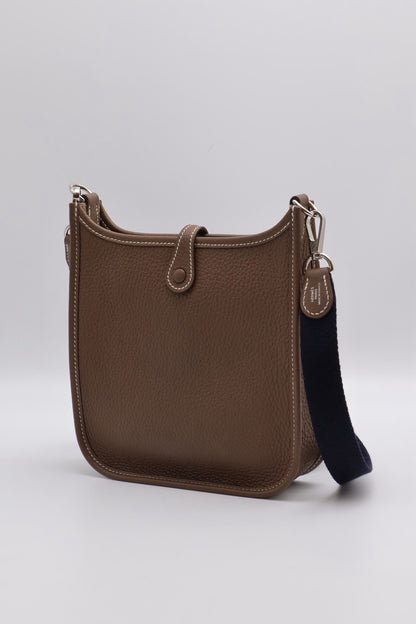 HERMES Mini Evelyne - Etoupe 18 大象灰銀配深藍背帶 U