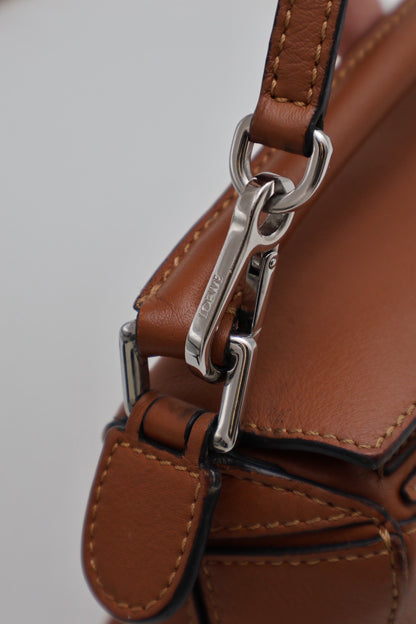 LOEWE Puzzle小牛皮手袋 - 迷你棕色