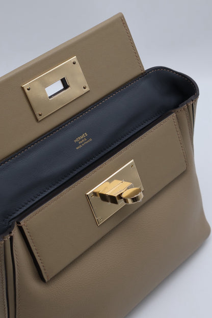 HERMES Mini 24/24 - Beige Marfa/Gris Misty 馬爾法米拚霧霾灰香檳金 W