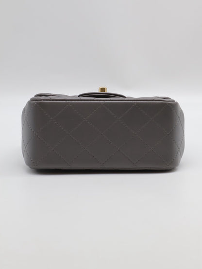 CHANEL 經典口蓋包方胖子 17 - 深灰金