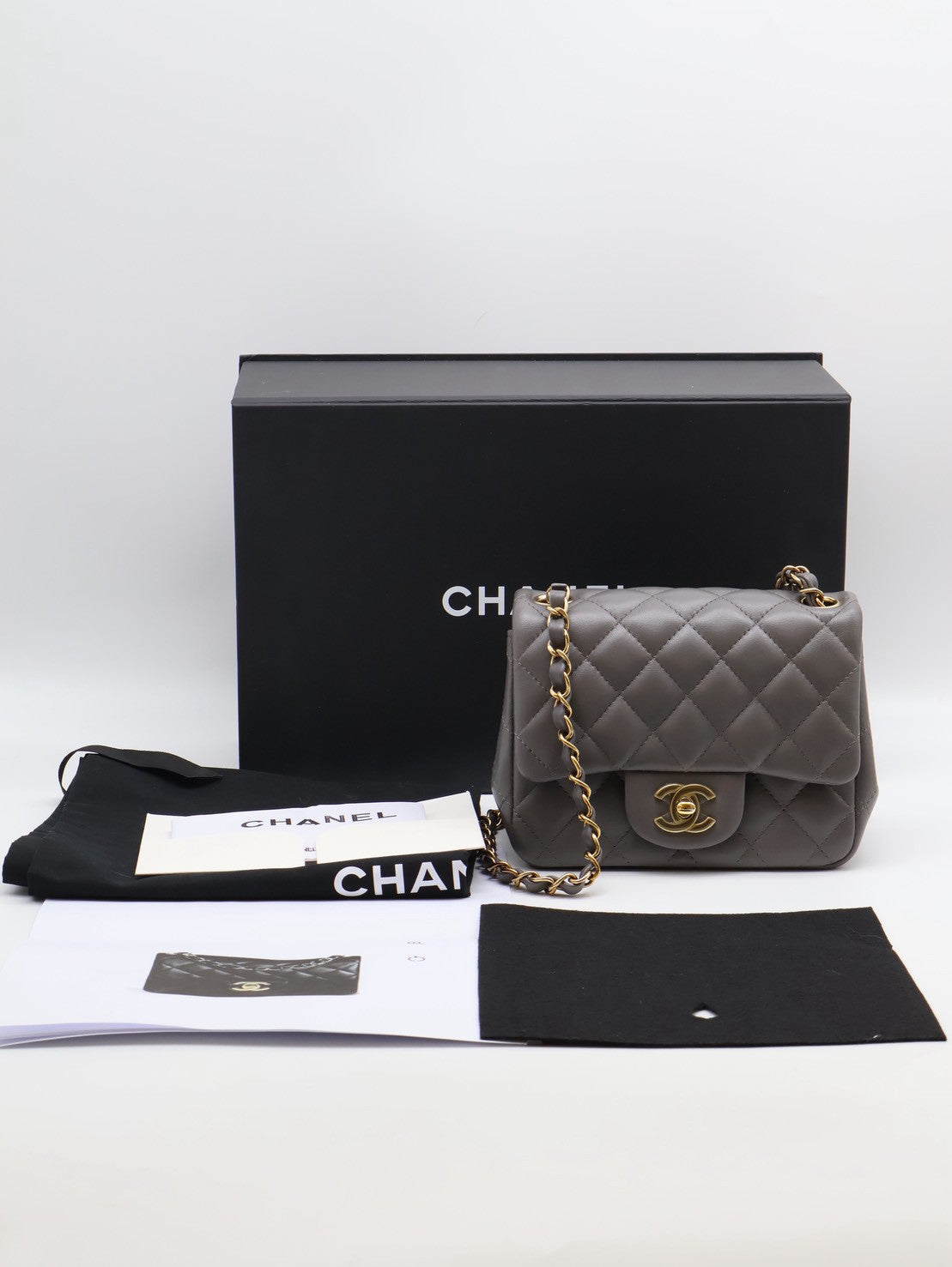 CHANEL 經典口蓋包方胖子 17 - 深灰金