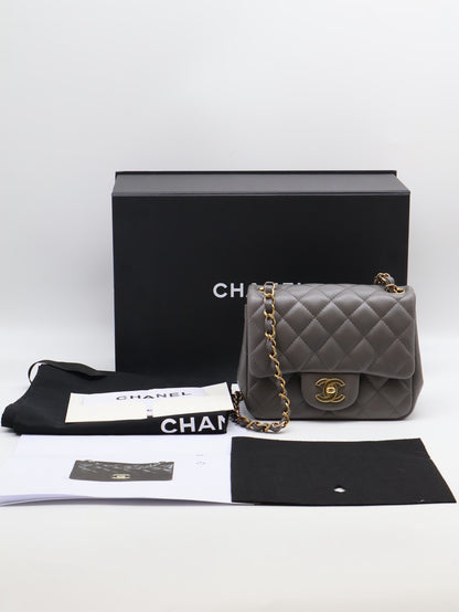 CHANEL 經典口蓋包方胖子 17 - 深灰金