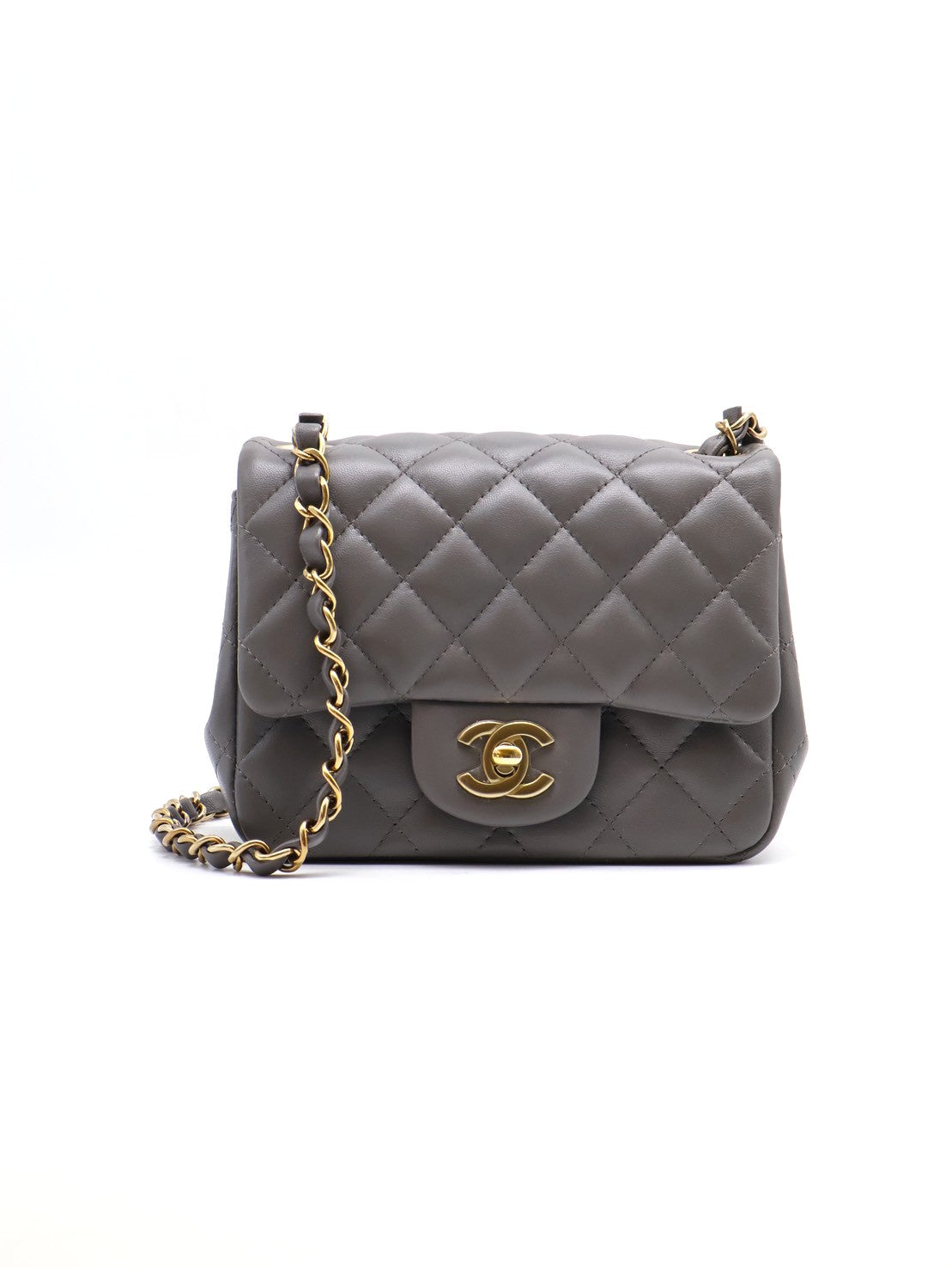 CHANEL 經典口蓋包方胖子 17 - 深灰金