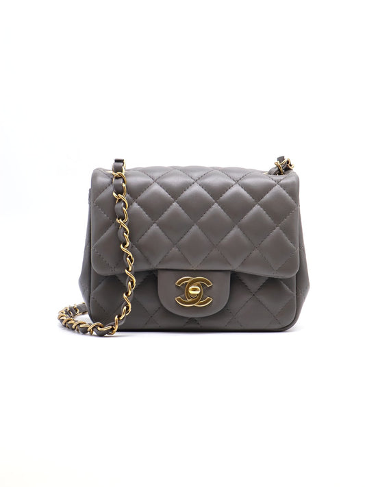 CHANEL 經典口蓋包方胖子 17 - 深灰金