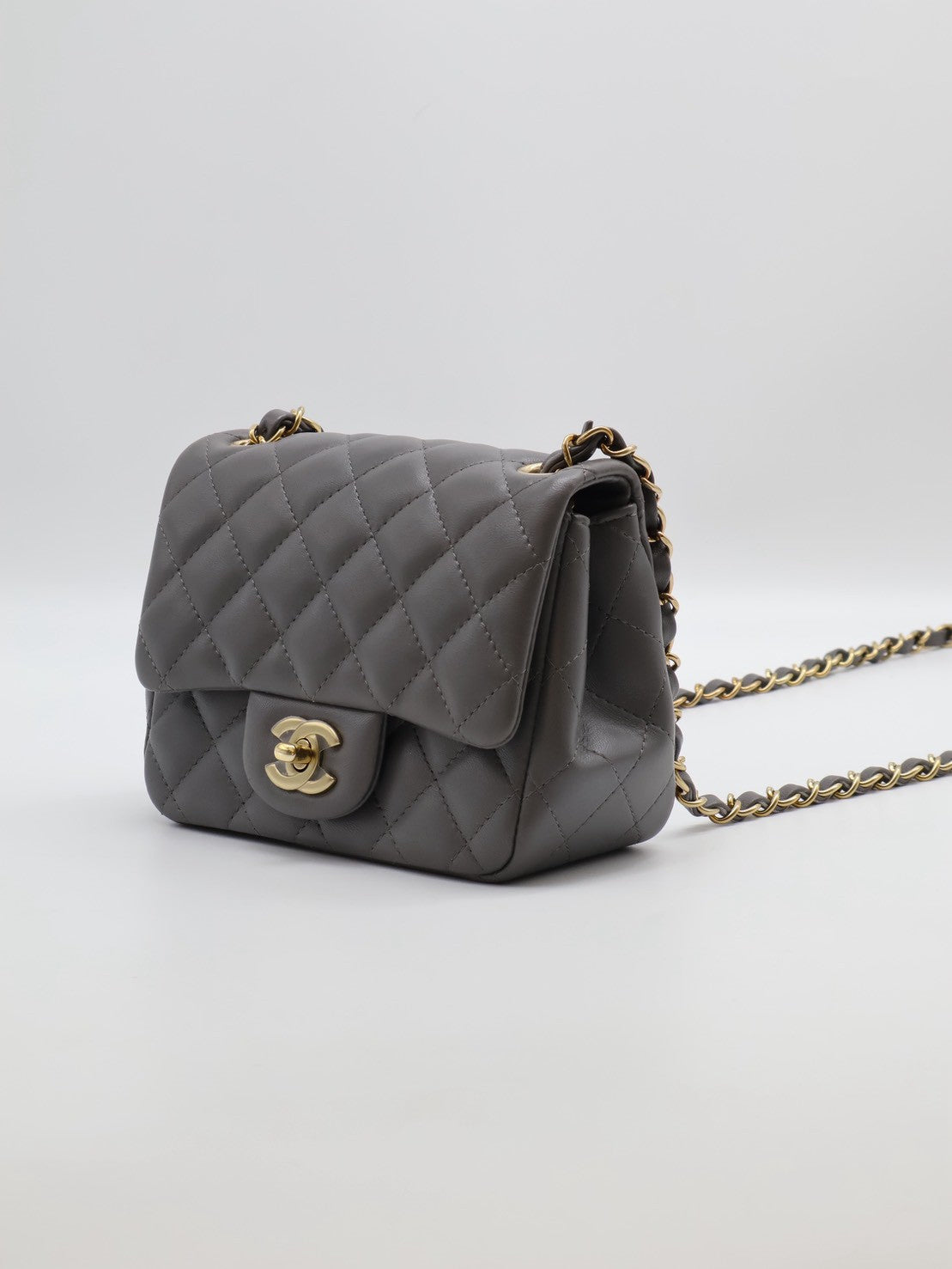 CHANEL 經典口蓋包方胖子 17 - 深灰金