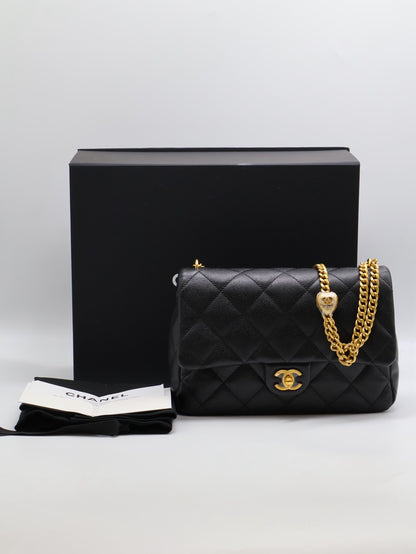 CHANEL 愛心調節釦口蓋包 24 - 黑金