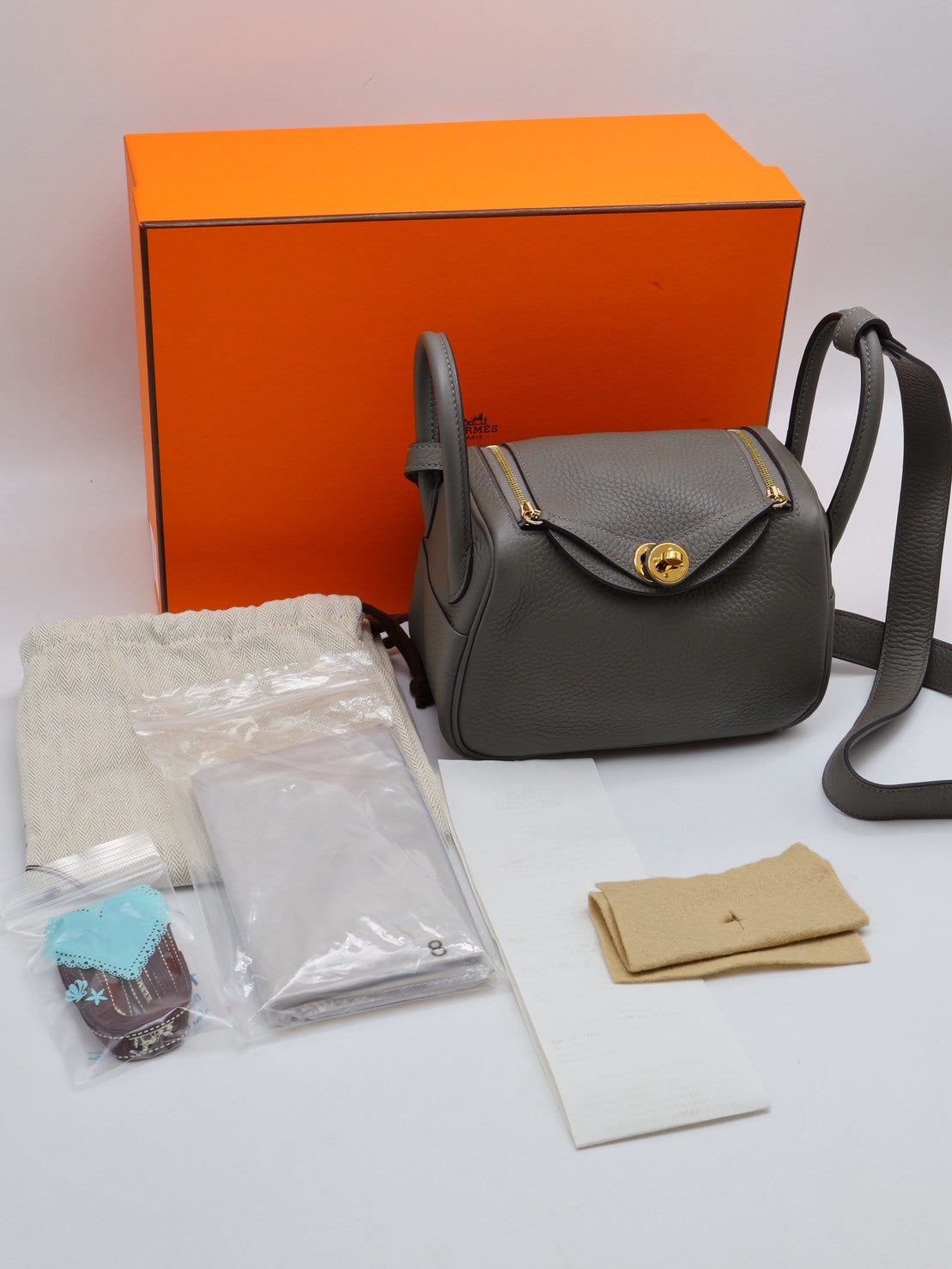 HERMES Mini Lindy - Gris Meyer 0L 積雨雲灰金 U