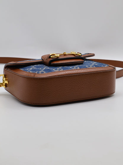 GUCCI Horsebit 1955馬銜釦馬鞍包 - mini牛仔